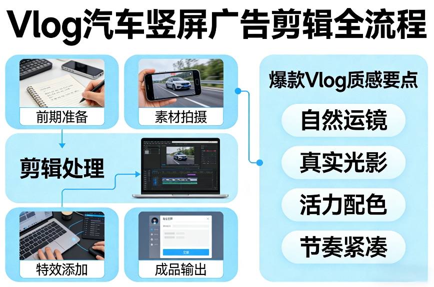 图片[1]-Vlog感觉汽车竖屏广告剪辑脚本全流程，拿捏爆款Vlog质感——生财有道创业项目网-生财有道