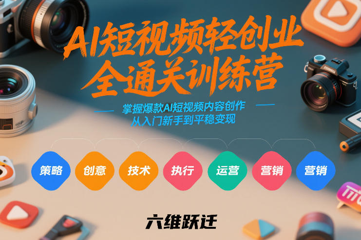 图片[1]-AI短视频轻创业全通关训练营，掌握爆款AI短视频内容创作，从入门新手到平稳变现的六维跃迁——生财有道创业项目网-生财有道