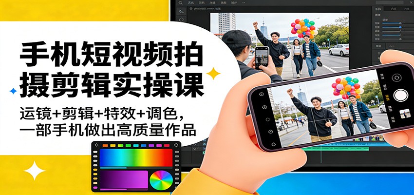 图片[1]-手机短视频拍摄剪辑实操课：运镜+剪辑+特效+调色，一部手机做出高质量作品_生财有道创业网-生财有道