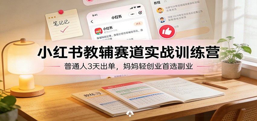 图片[1]-小红书教辅赛道实战训练营：普通人3天出单，妈妈轻创业首选副业_生财有道创业网-生财有道