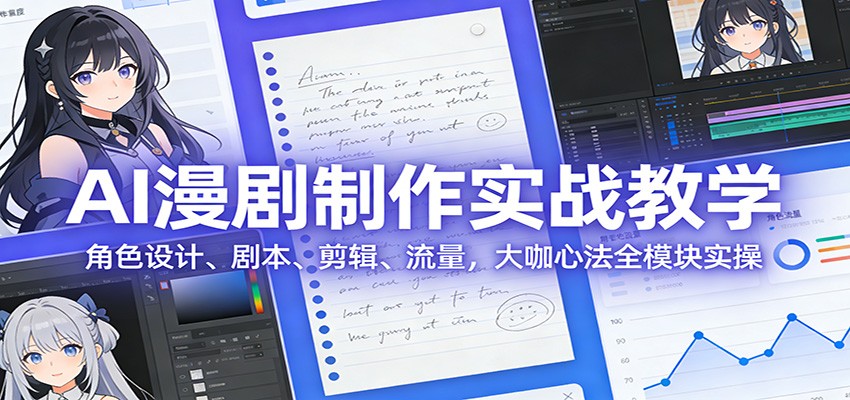 图片[1]-AI 漫剧制作实战教学：角色设计、剧本、剪辑、流量，大咖心法全模块实操_生财有道创业网-生财有道