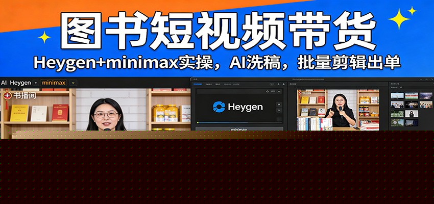 图片[1]-图书短视频带货：Heygen+minimax实操，AI洗稿 ，批量剪辑出单_生财有道创业网-生财有道