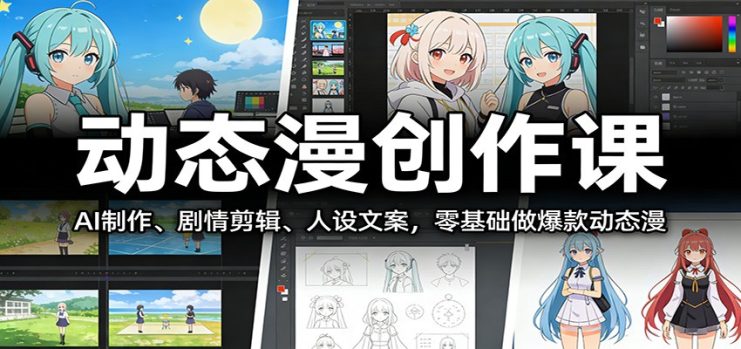 动态漫创作课：AI制作、剧情剪辑、人设文案，零基础做爆款动态漫_生财有道创业网