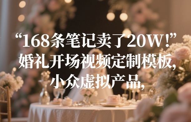 168条笔记卖了20W！婚礼开场视频定制模板，小众虚拟产品——生财有道创业项目网