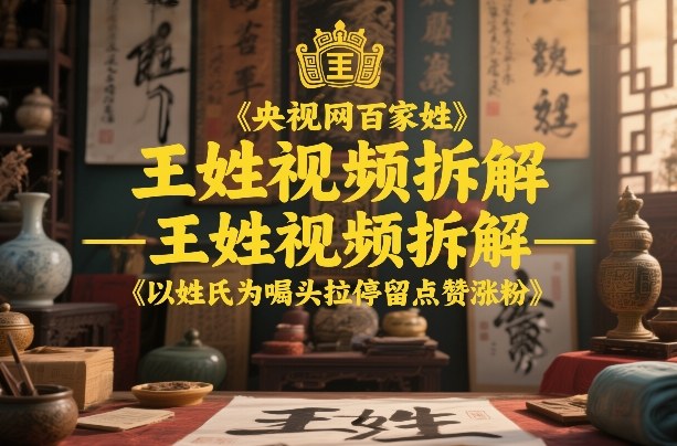 央视网百家姓–王姓视频拆解，以姓氏为噱头拉停留点赞涨粉——生财有道创业项目网