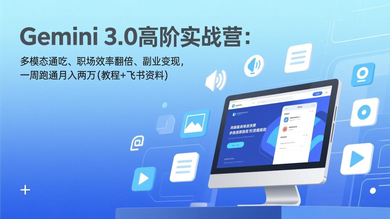 图片[1]-（17386期）Gemini 3.0高阶实战营：多模态通吃、职场效率翻倍、副业变现，一周跑通月入两万(教程+飞书资料)_生财有道创业项目网-生财有道