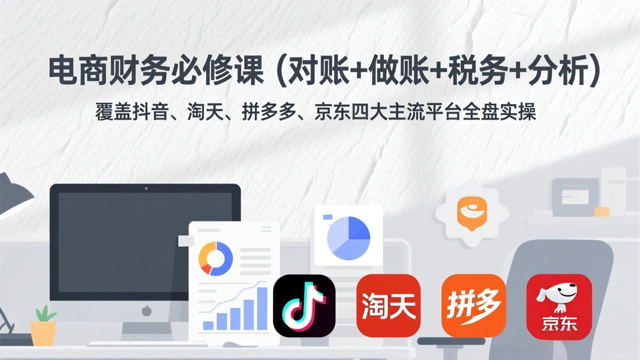 图片[1]-（17390期）电商财务必修课（对账+做账+税务+分析）覆盖抖音、淘天、拼多多、京东四大主流平台全盘实操_生财有道创业项目网-生财有道