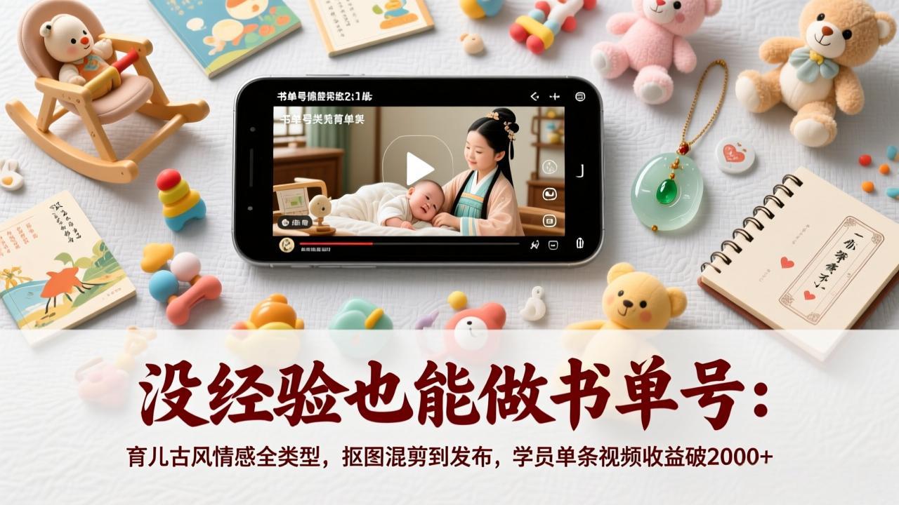 图片[1]-（17389期）没经验也能做书单号：育儿古风情感全类型，抠图混剪到发布，学员单条视频收益破2000+_生财有道创业项目网-生财有道