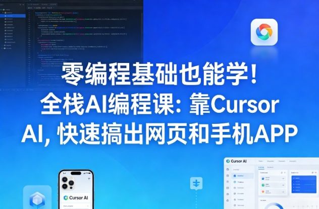 零编程基础也能学！全栈AI编程课：靠Cursor AI，快速搞出网页和手机APP——生财有道创业项目网