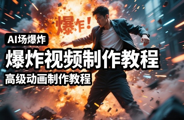 AI场景爆炸视频制作教程，利用人物实拍视频制作出高级的动画特效——生财有道创业项目网