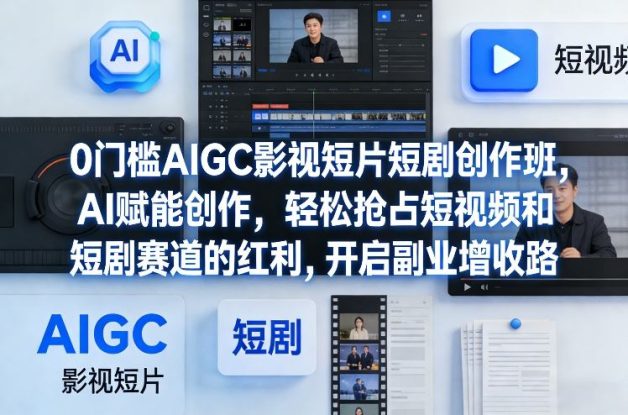 0门槛AIGC影视短片短剧创作班，AI赋能创作，轻松抢占短视频和短剧赛道的红利，开启副业增收路——生财有道创业项目网
