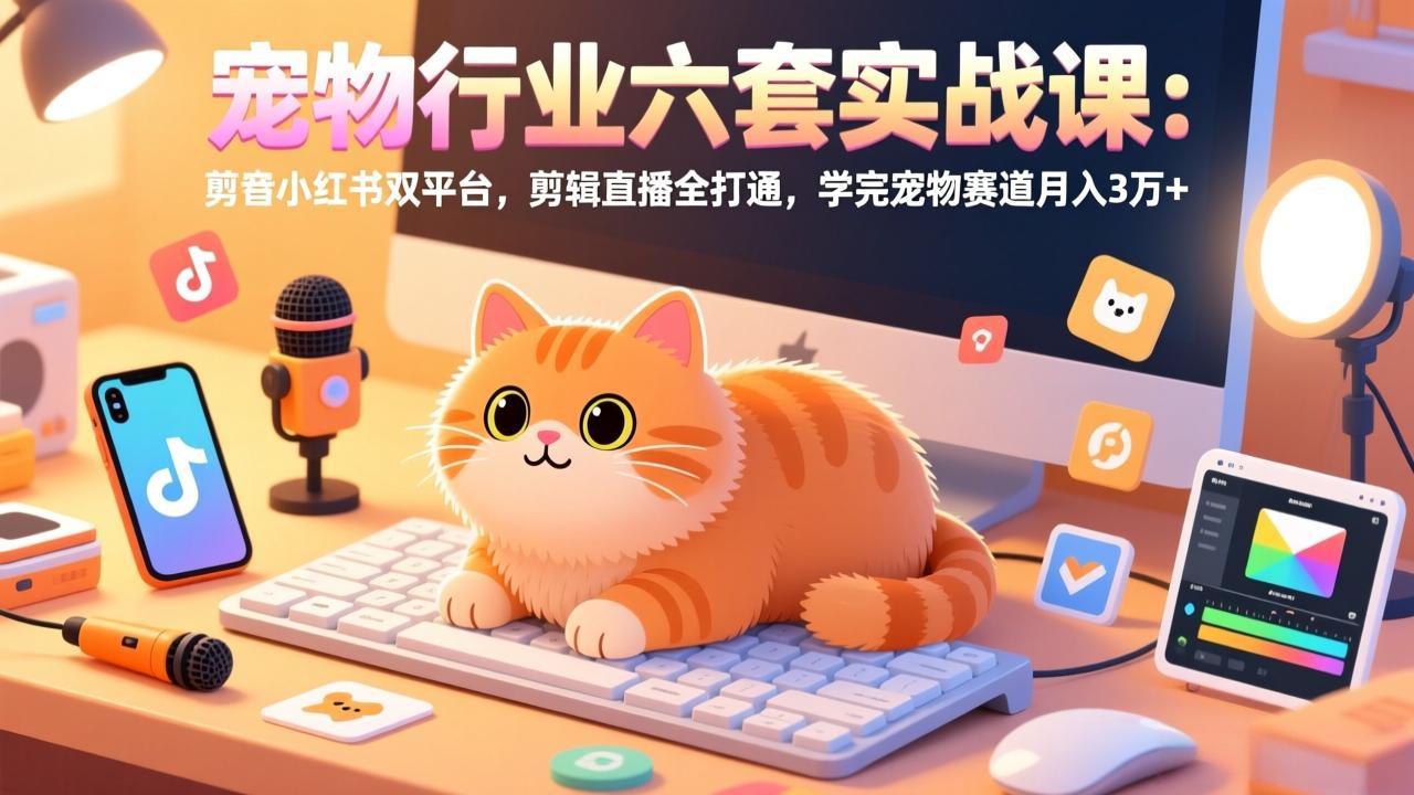 图片[1]-（17411期）宠物行业六套实战课：抖音小红书双平台，剪辑直播全打通，学完宠物赛道月入3万+_生财有道创业项目网-生财有道