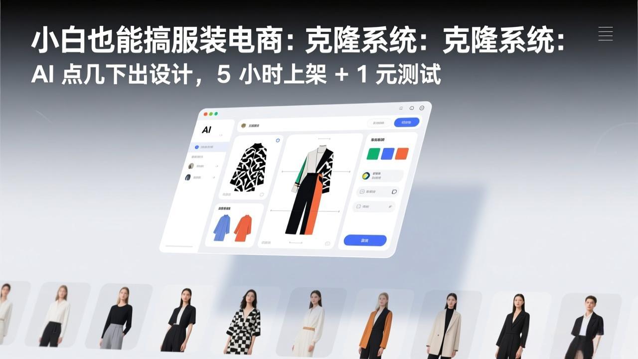图片[1]-（17411期）小白也能搞服装电商：克隆系统：AI 点几下出设计，5 小时上架 + 1 元测试_生财有道创业项目网-生财有道