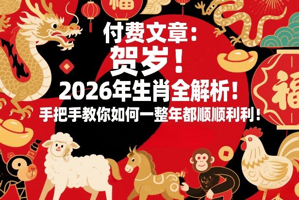 付费文章：贺岁！2026年生肖全解析！手把手教你如何一整年都顺顺利利！——生财有道创业项目网
