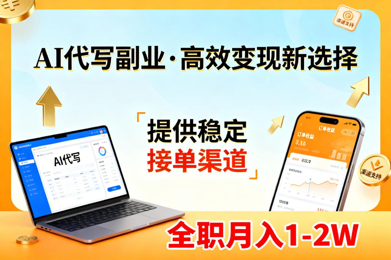 图片[1]-（17446期）AI代写副业，高效变现，提供渠道，永不失业副业兼职 全职月入1-2W【SOP手册】_生财有道创业项目网-生财有道
