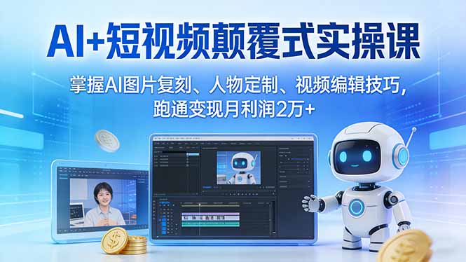 （17454期）AI+短视频颠覆式实操课：掌握AI图片复刻、人物定制、视频编辑技巧，跑通变现月利润2万+_生财有道创业项目网