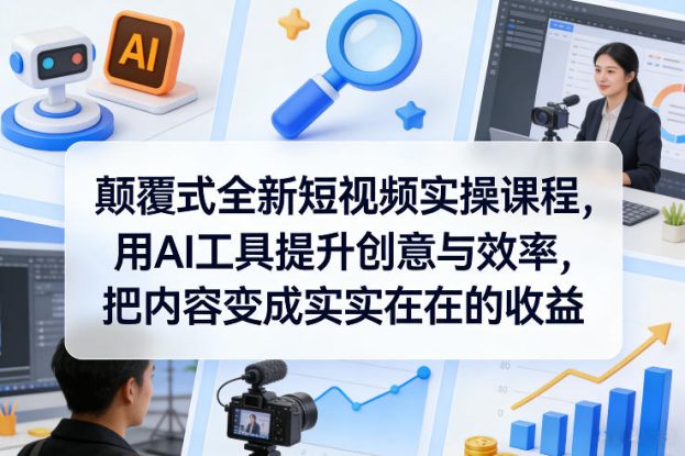 颠覆式全新短视频实操课程，用AI工具提升创意与效率，把内容变成实实在在的收益——生财有道创业项目网