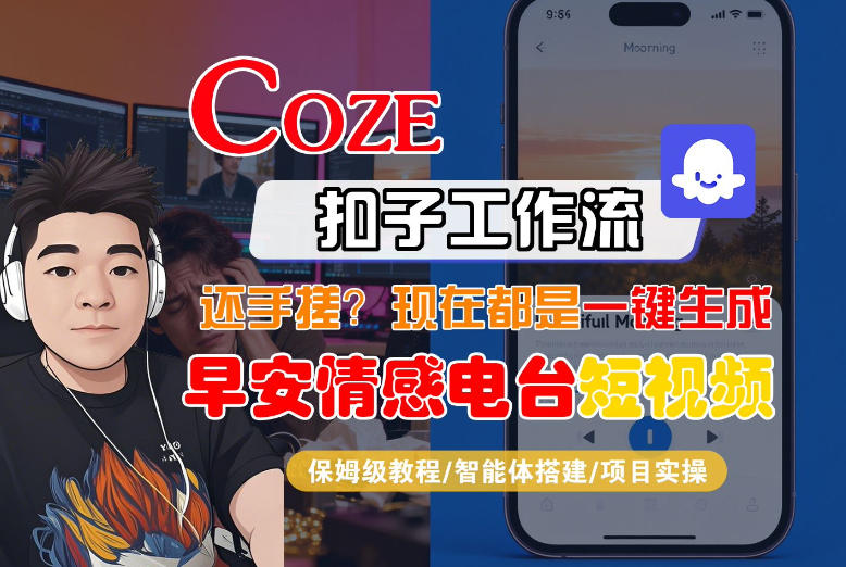 图片[1]-【Coze工作流搭建实操教程】【coze】早安情感电台日签视频还在手动做？用扣子工作流自动生成，省时90%——生财有道创业项目网-生财有道