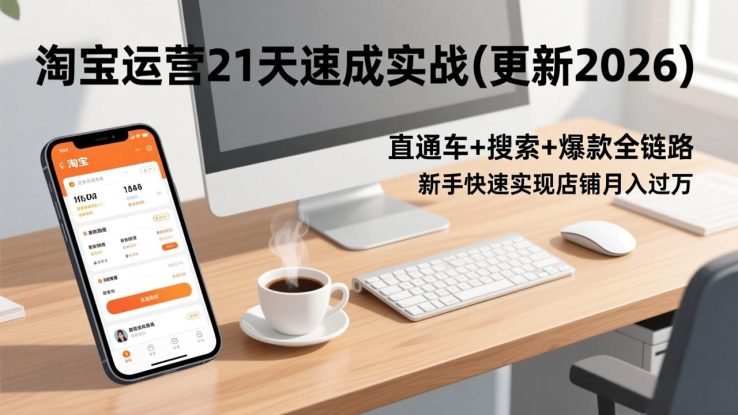 （17475期）淘宝运营21天速成实战(更新2026)，直通车+搜索+爆款全链路，新手快速实现店铺月入过万_生财有道创业项目网