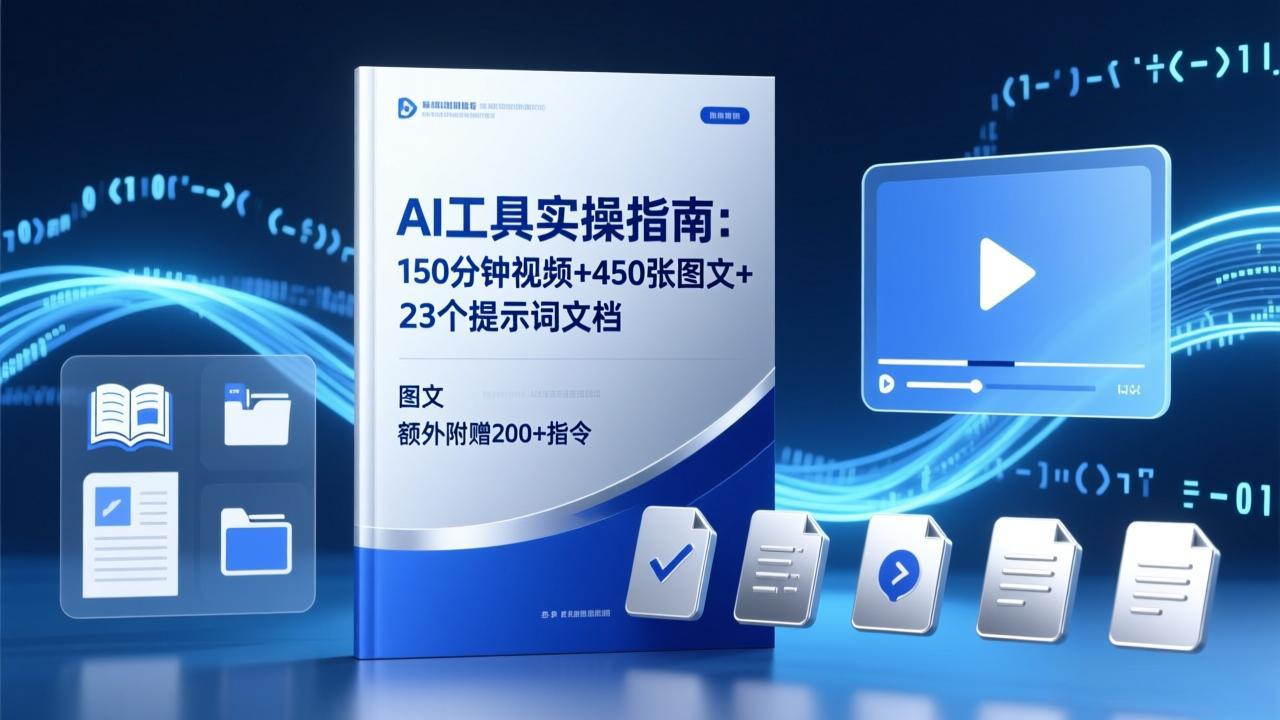 图片[1]-（17504期）AI工具实操指南：150分钟视频+450张图文+23个提示词文档，额外附赠200+指令_生财有道创业项目网-生财有道