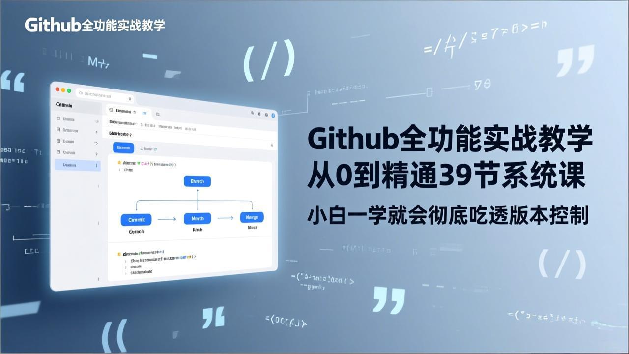 图片[1]-（17501期）GitHub-全功能实战教学，从0到精通39节系统课，小白一学就会彻底吃透版本控制_生财有道创业项目网-生财有道