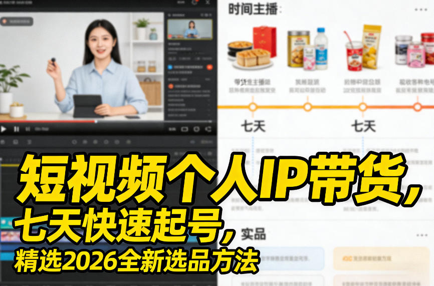 图片[1]-短视频个人IP带货，七天快速起号，精选2026全新选品方法——生财有道创业项目网-生财有道