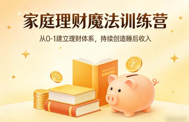 家庭理财魔法训练营，从0-1建立理财体系，持续创造睡后收入——生财有道创业项目网