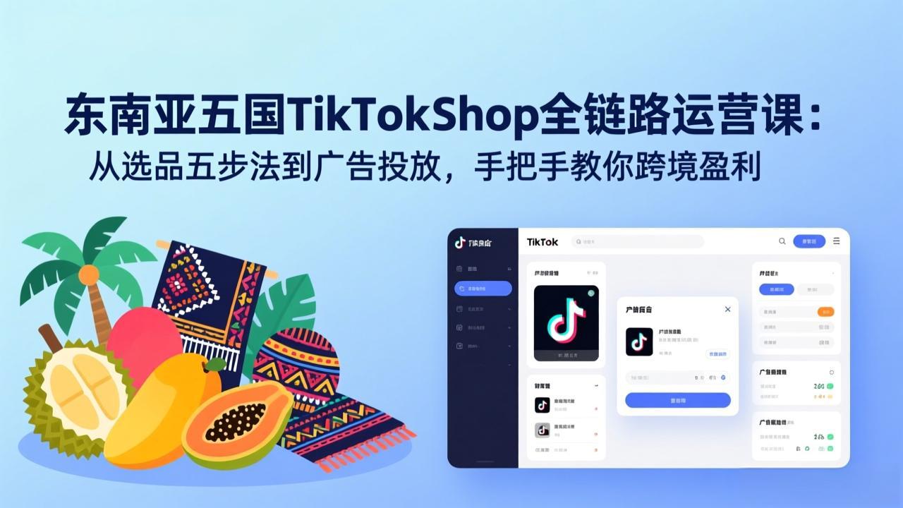 图片[1]-（17511期）东南亚五国TikTok Shop全链路运营课：从选品五步法到广告投放，手把手教你跨境盈利_生财有道创业项目网-生财有道