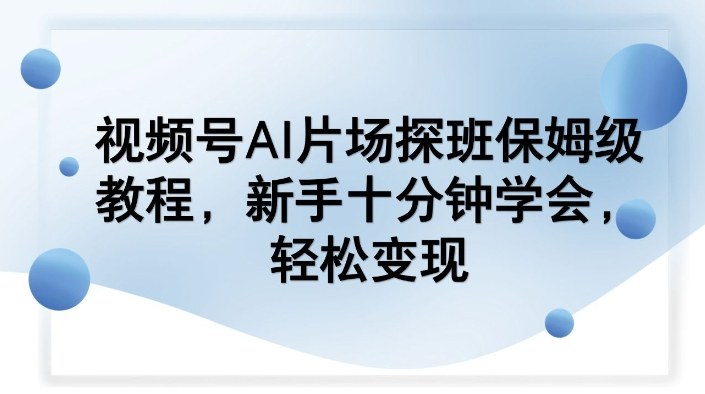 视频号AI片场探班保姆级教程，新手十分钟学会，轻松变现——生财有道创业项目网
