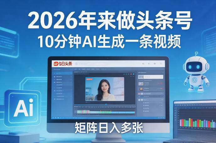 图片[1]-2026年来做头条号，10分钟AI生成一条视频，矩阵日入多张——生财有道创业项目网-生财有道