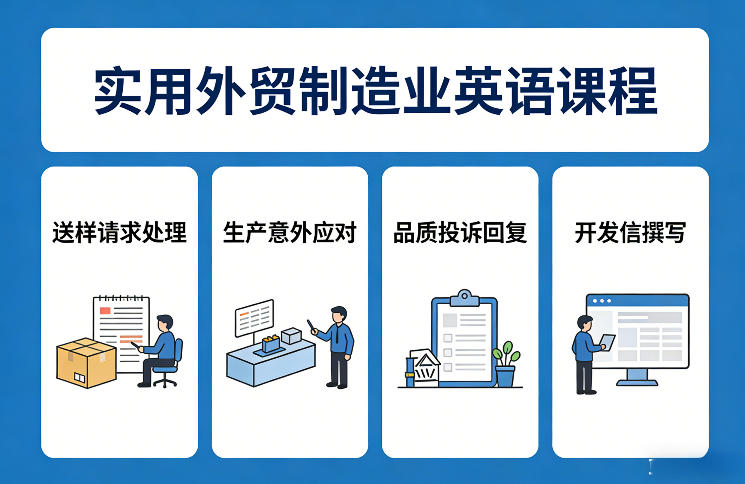 图片[1]-实用外贸制造业英语课程，教你专业处理送样请求、应对生产意外、回复品质投诉、撰写开发信等——生财有道创业项目网-生财有道