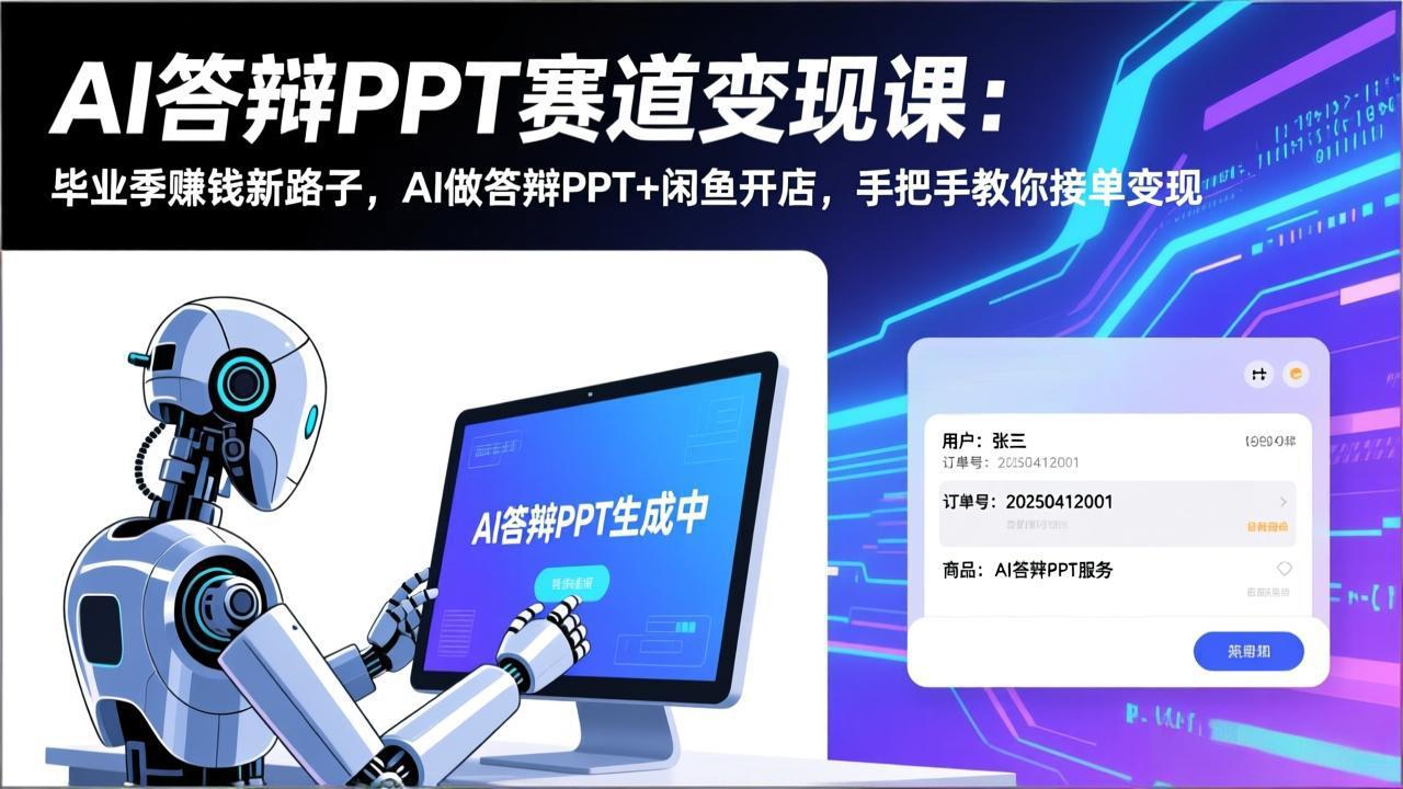 图片[1]-（17546期）AI答辩PPT赛道变现课：毕业季赚钱新路子，AI做答辩PPT+闲鱼开店，手把手教你接单变现_生财有道创业项目网-生财有道