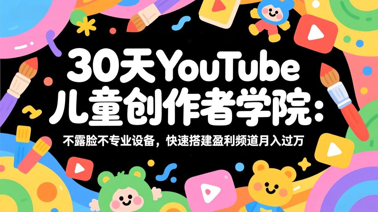 图片[1]-（17554期）30天YouTube儿童创作者学院：不露脸不专业设备，快速搭建盈利频道月入过万_生财有道创业项目网-生财有道