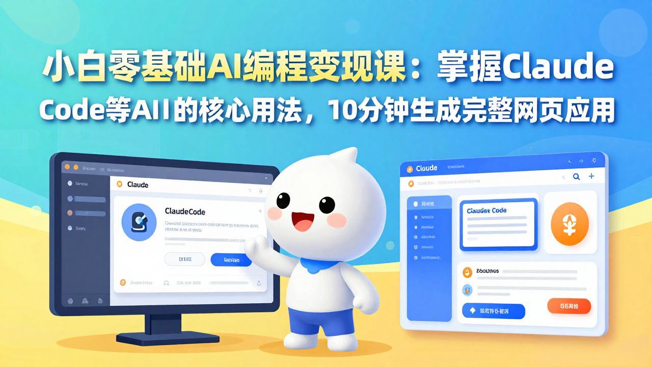 图片[1]-（17562期）小白零基础AI编程变现课：掌握Claude Code等AI工具的核心用法，10分钟生成完整网页应用_生财有道创业项目网-生财有道