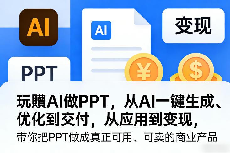 图片[1]-玩賺AI做PPT，从AI一键生成、优化到交付，从应用到变现，带你把PPT做成真正可用、可卖的商业产品——生财有道创业项目网-生财有道