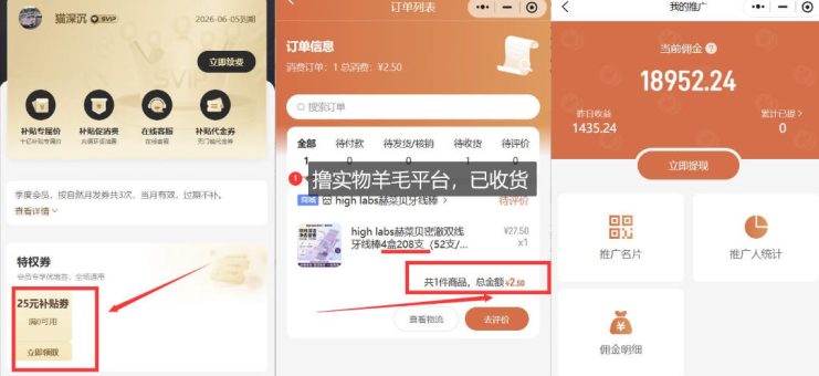 撸纸巾牙线薅羊毛线报平台_长期稳定【羊毛已到货】——生财有道创业项目网