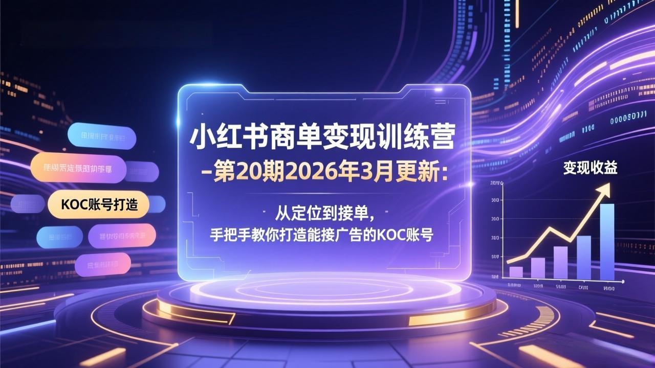 图片[1]-（17590期）小红书商单变现训练营-第20期26年3月更新：从定位到接单，手把手教你打造能接广告的KOC账号_生财有道创业项目网-生财有道