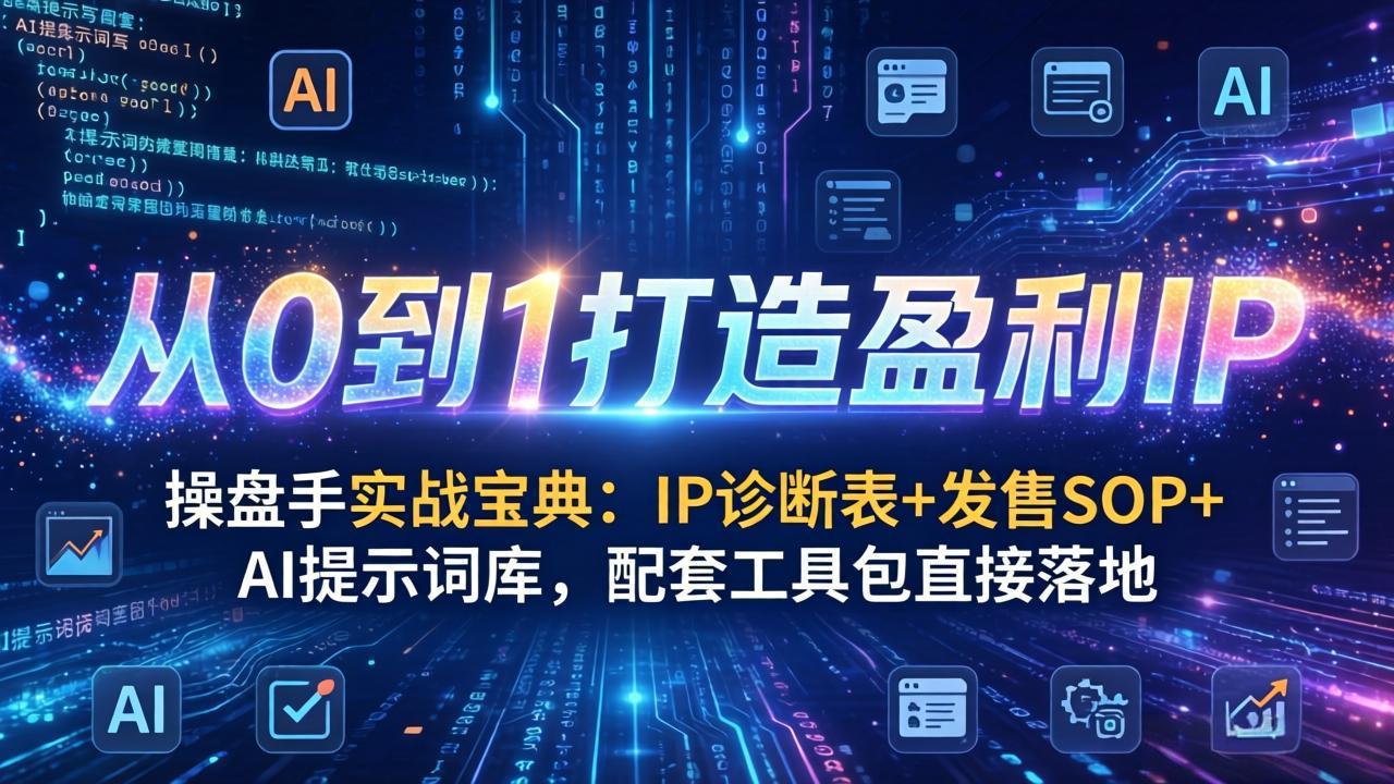 图片[1]-（17593期）操盘手实战宝典：IP诊断表+发售SOP+AI提示词库，配套工具包直接落地，从0到1打造盈利IP_生财有道创业项目网-生财有道