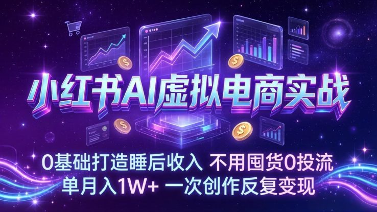 （17607期）小红书AI虚拟电商实战：0基础打造睡后收入，不用囤货0投流，单月入1W+，一次创作反复变现_生财有道创业项目网
