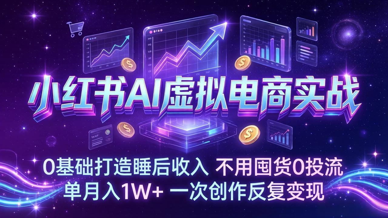 图片[1]-（17607期）小红书AI虚拟电商实战：0基础打造睡后收入，不用囤货0投流，单月入1W+，一次创作反复变现_生财有道创业项目网-生财有道