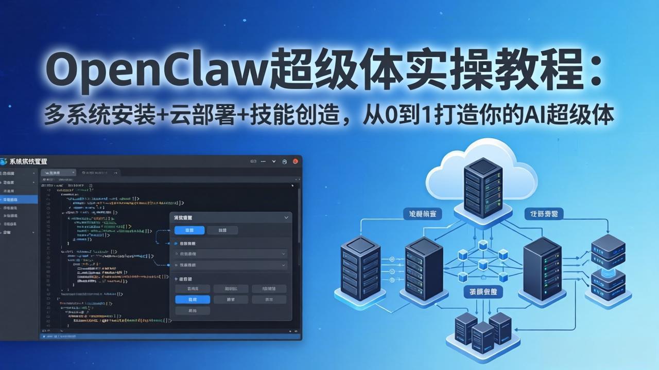 图片[1]-（17603期）OpenClaw-小龙虾 超级体实操教程：多系统安装+云部署+技能创造，从0到1打造你的AI超级体_生财有道创业项目网-生财有道