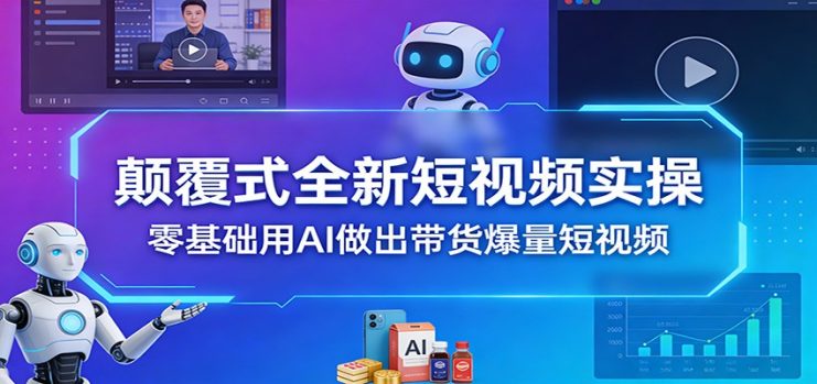 颠覆式全新短视频实操，零基础用AI做出带货爆量短视频_生财有道创业网