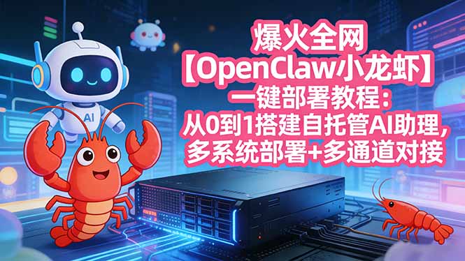 （17612期）爆火全网【OpenClaw 小龙虾】一键部署教程：从0到1搭建自托管AI助理，多系统部署+多通道对接_生财有道创业项目网