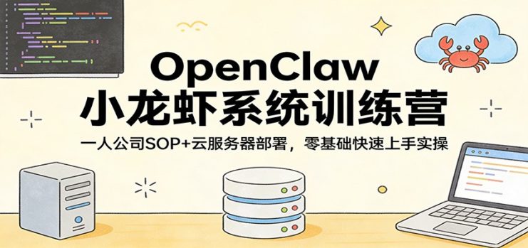 OpenClaw小龙虾系统训练营：一人公司SOP，云服务器部署，零基础快速上手实操_生财有道创业网