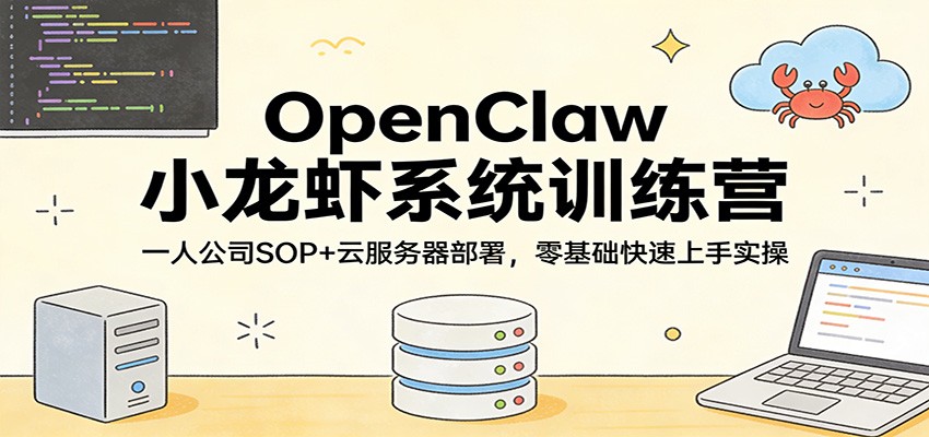 图片[1]-OpenClaw小龙虾系统训练营：一人公司SOP，云服务器部署，零基础快速上手实操_生财有道创业网-生财有道