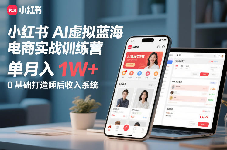 图片[1]-小红书AI虚拟蓝海电商实战训练营，单月入1W+，0基础打造睡后收入系统（更新）——生财有道创业项目网-生财有道