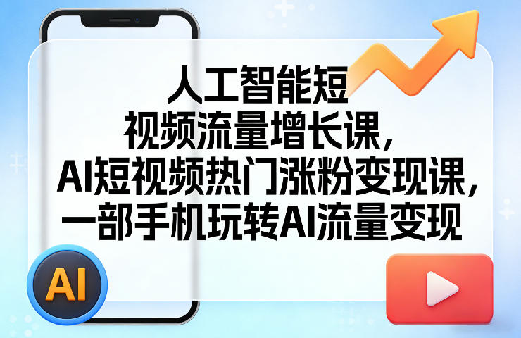 图片[1]-人工智能短视频流量增长课，AI短视频热门涨粉变现课，一部手机玩转AI流量变现——生财有道创业项目网-生财有道