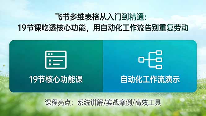 （17634期）飞书多维表格从入门到精通：19节课吃透核心功能，用自动化工作流告别重复劳动_生财有道创业项目网