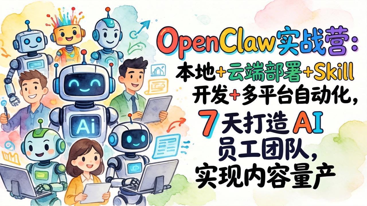 图片[1]-（17626期）OpenClaw实战营：本地+云端部署+Skill开发+多平台自动化，7 天打造 AI 员工团队，实现内容量产_生财有道创业项目网-生财有道