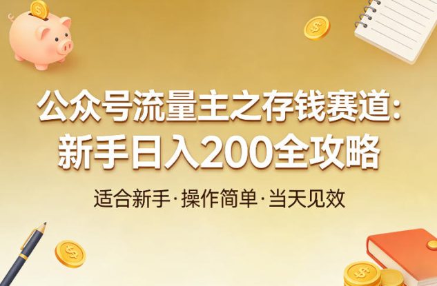 公众号流量主之存钱赛道，贴合当下需求，适合新手，一天收益2张——生财有道创业项目网